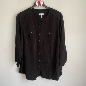 NEW Denim & Co. Black Utility Blouse